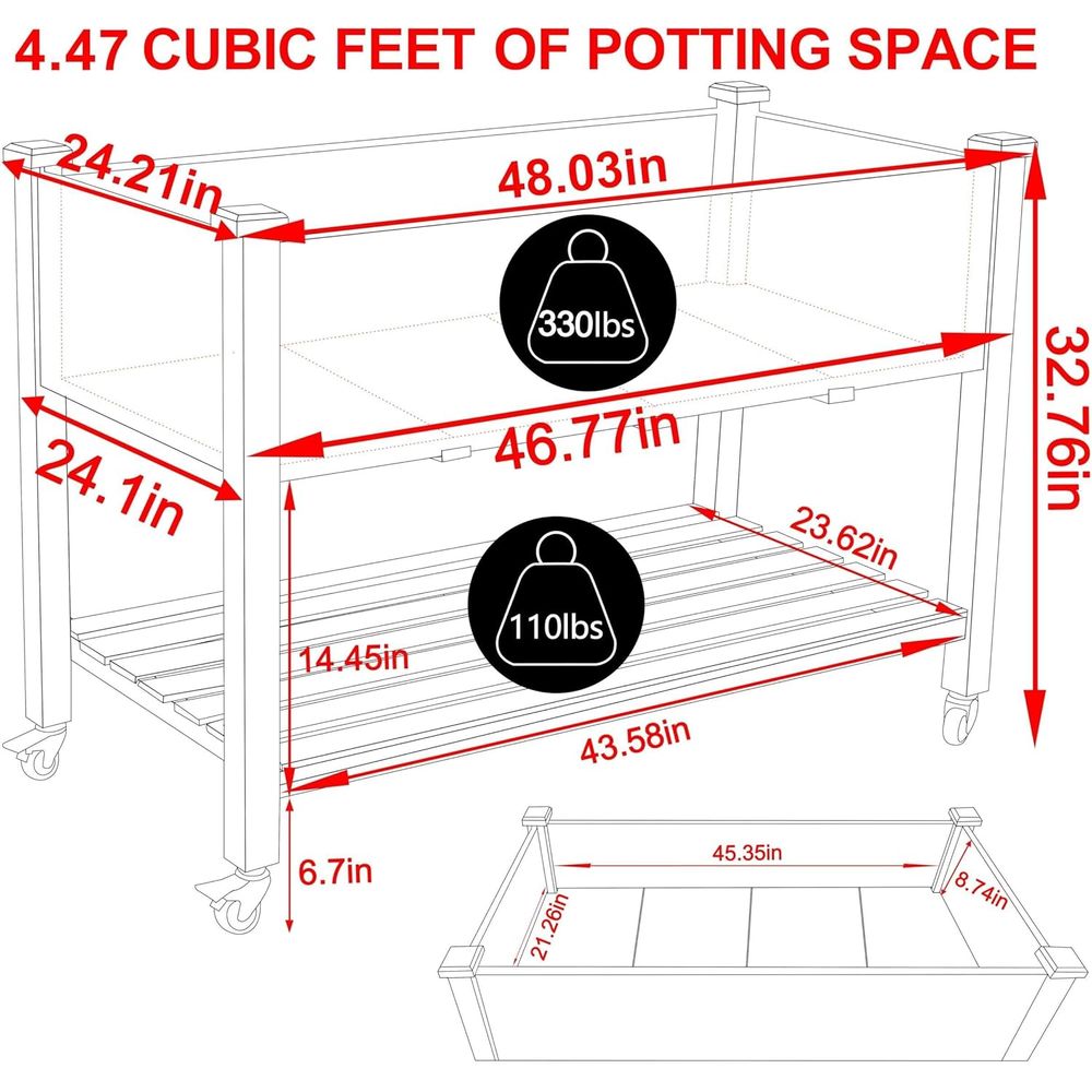 Large 48x24x33in Raised Garden - Raised Garden Bed review and price
